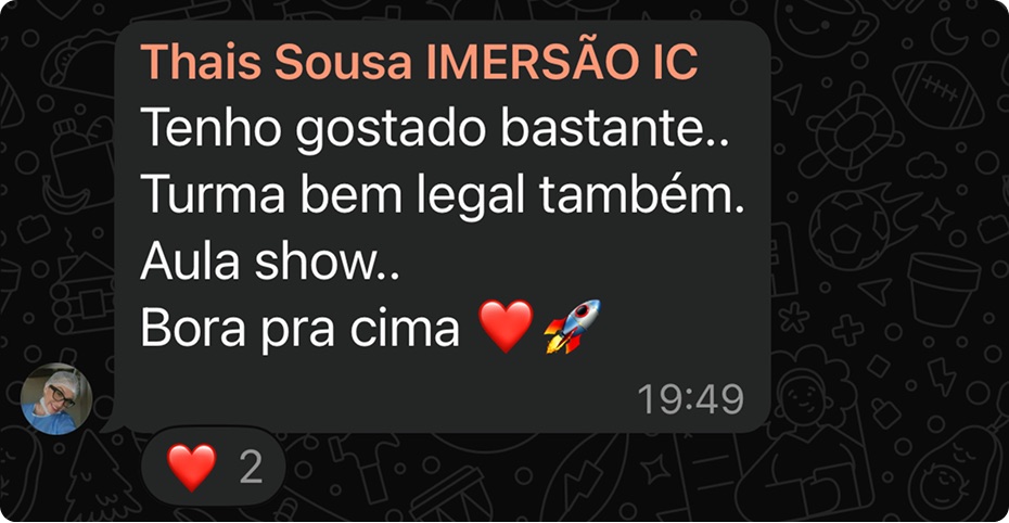 Depoimento de aluno da imersão
